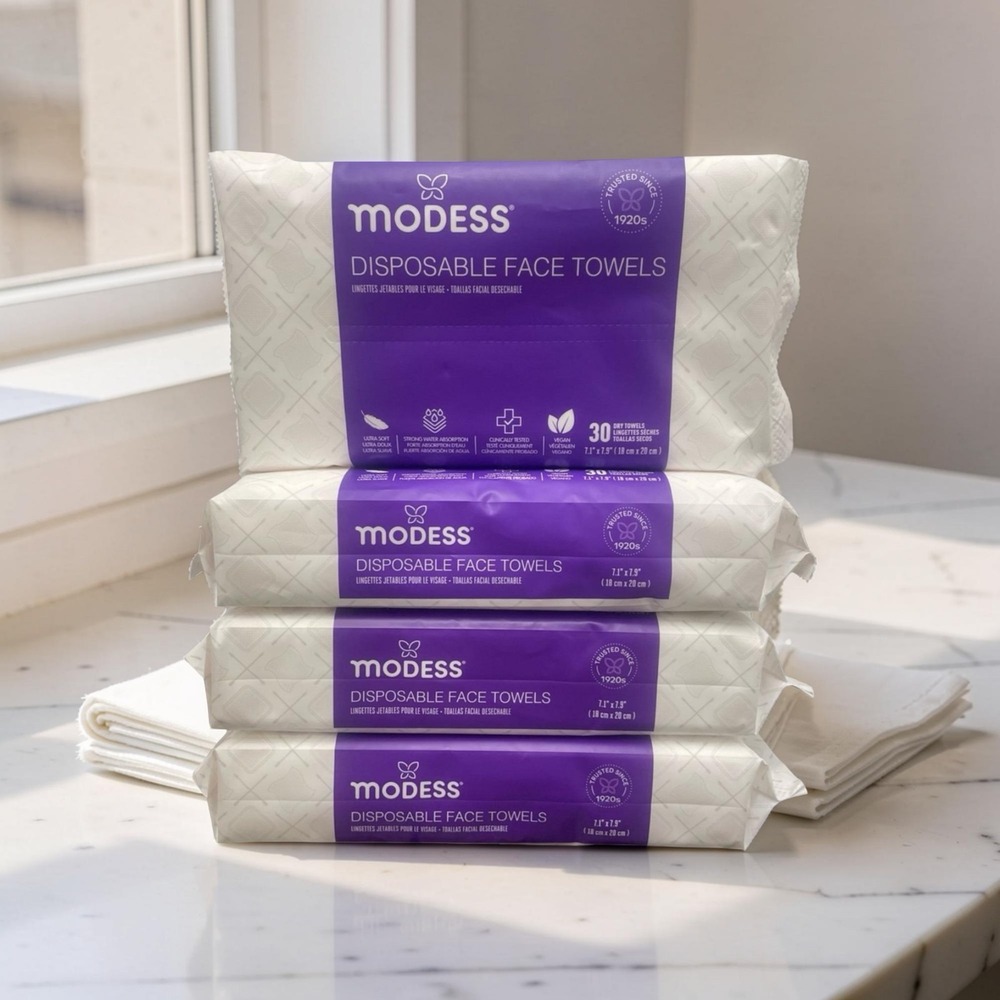 Modess Disposable Face Towels 4 Pack | 120 Towels Total | NEW Sealed